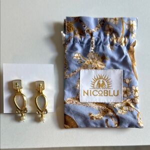 Gold Earrings with Pearl Accents